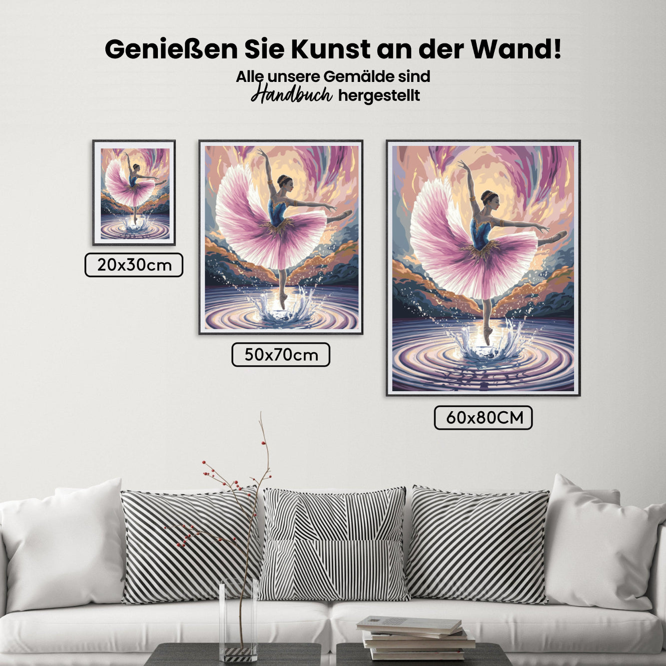 Malen nach Zahlen - Ballerina tanzt auf Wasser mit Spritzern V1