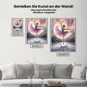 Malen nach Zahlen - Ballerina tanzt auf Wasser mit Spritzern V1