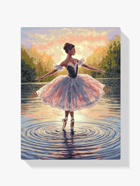 Malen nach Zahlen - Ballerina tanzt auf Wasser mit Spritzern V2