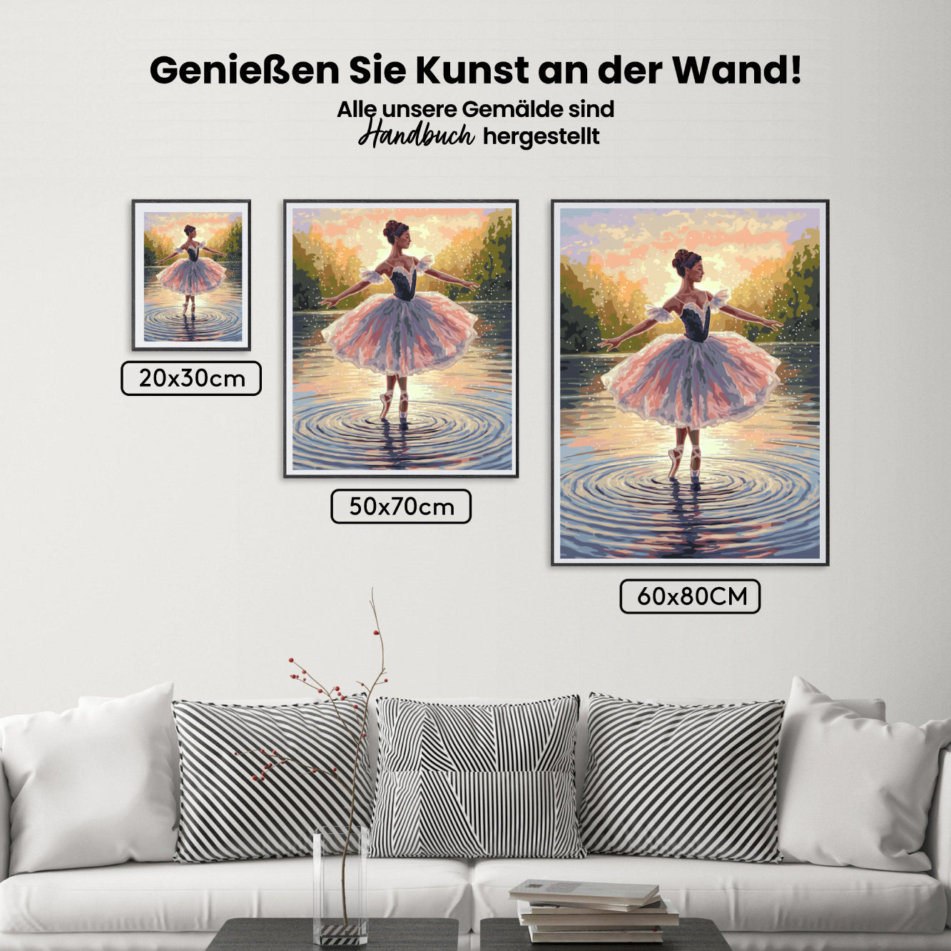Malen nach Zahlen - Ballerina tanzt auf Wasser mit Spritzern V2