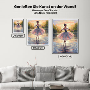 Malen nach Zahlen - Ballerina tanzt auf Wasser mit Spritzern V2