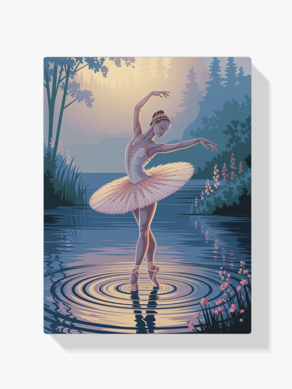 Malen nach Zahlen – Ballerina tanzt auf Wasser mit Spritzern V3-1