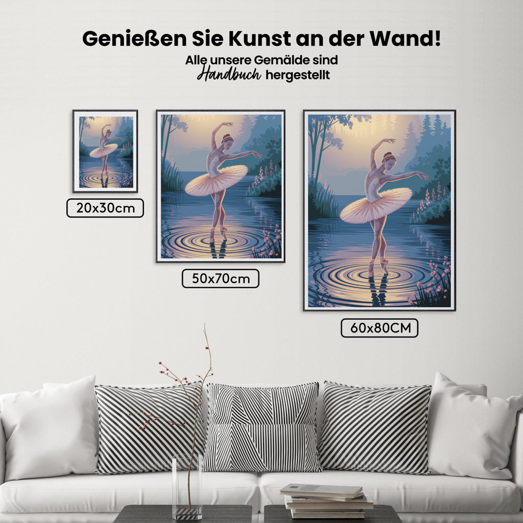 Malen nach Zahlen – Ballerina tanzt auf Wasser mit Spritzern V3-2