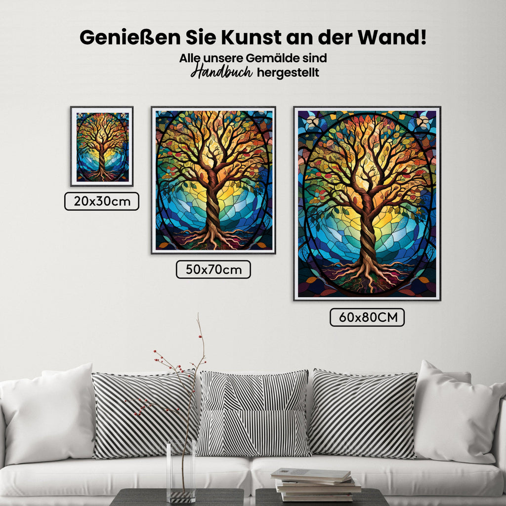 Malen nach Zahlen – Baum des Lebens aus Buntglas (1)