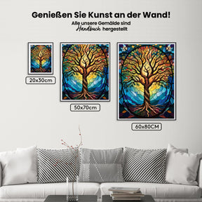 Malen nach Zahlen - Baum des Lebens aus Buntglas