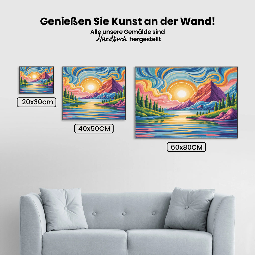 Malen nach Zahlen – Gemalter Himmel, spiegelnder See (1)
