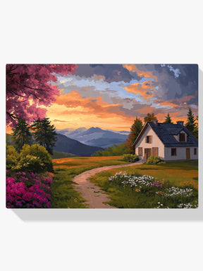 Malen nach Zahlen - Gemütliche Hüttenlandschaft V2
