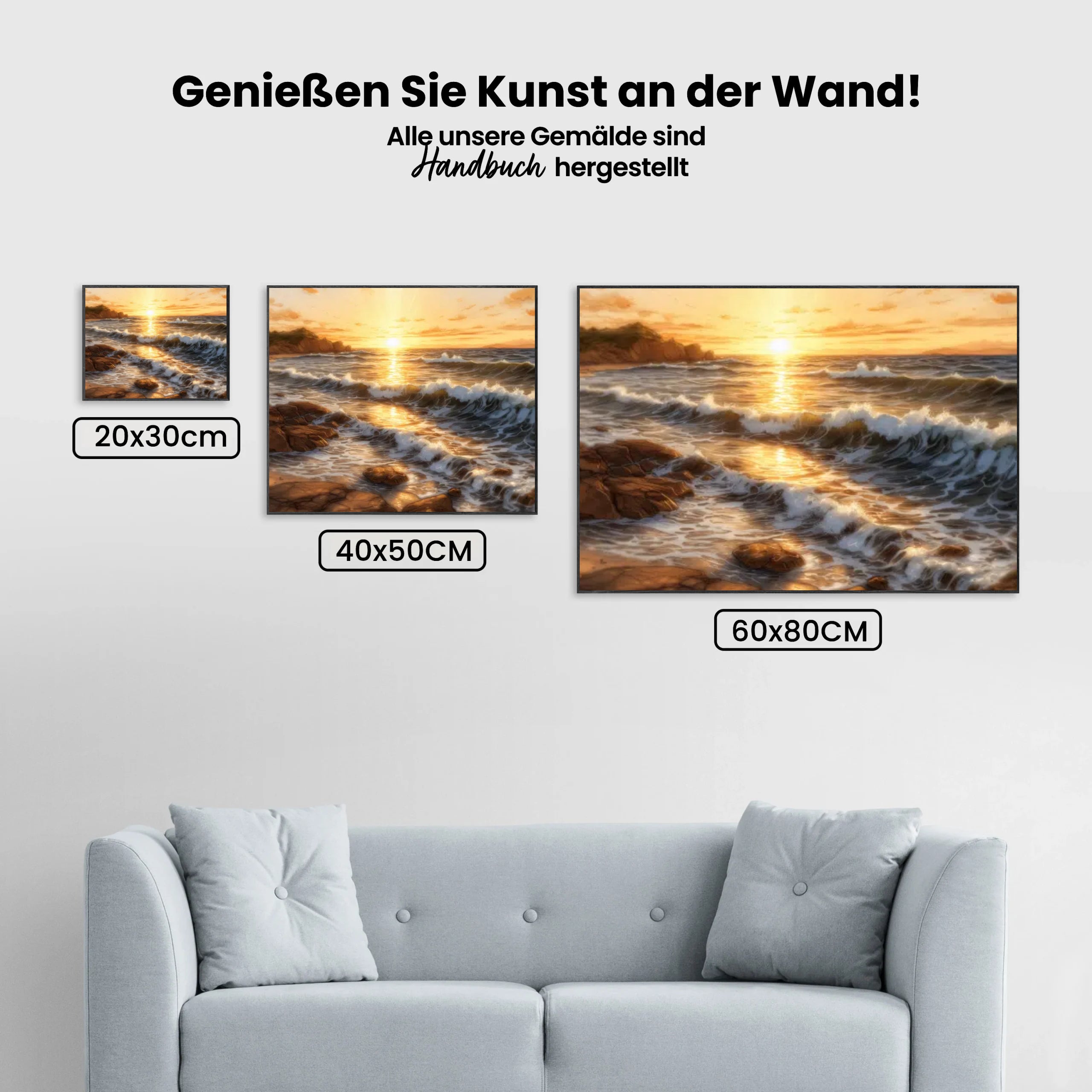 Malen nach Zahlen – Goldene Wellen bei Sonnenuntergang