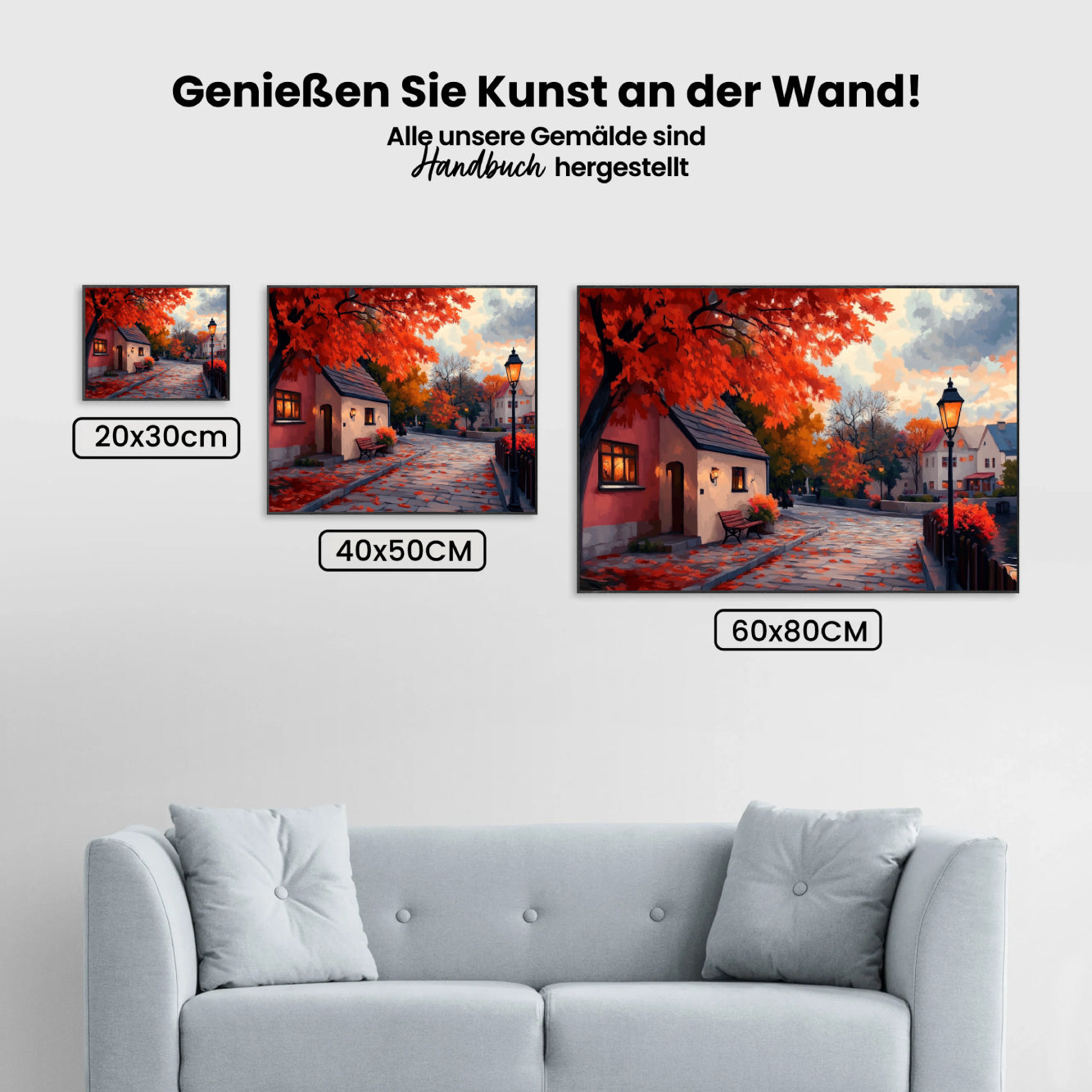 Malen nach Zahlen – Herbststraße bei Sonnenuntergang