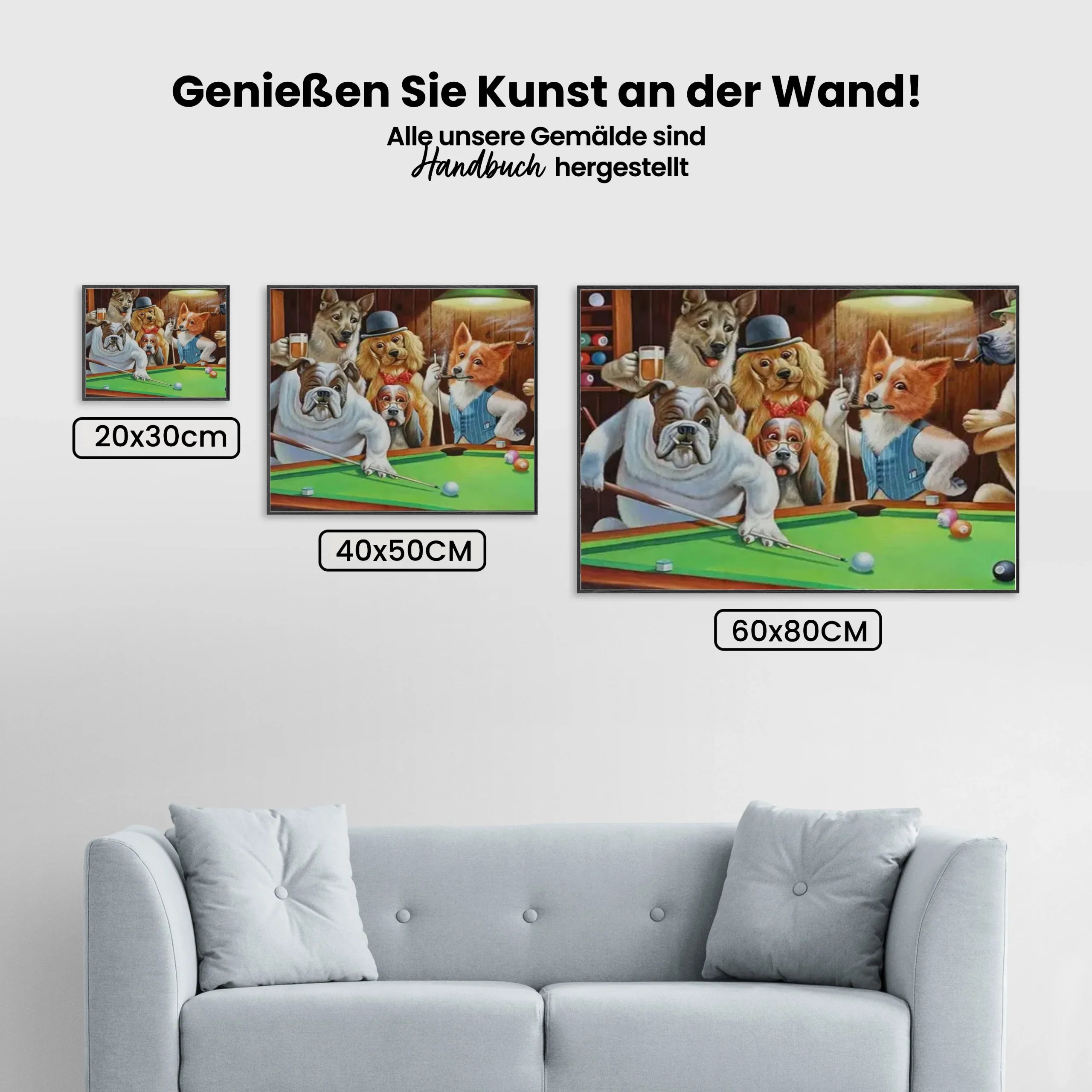 Malen nach Zahlen - Hunde spielen Pool