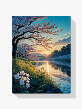 Malen nach Zahlen - Kirschblüten in der Abenddämmerung