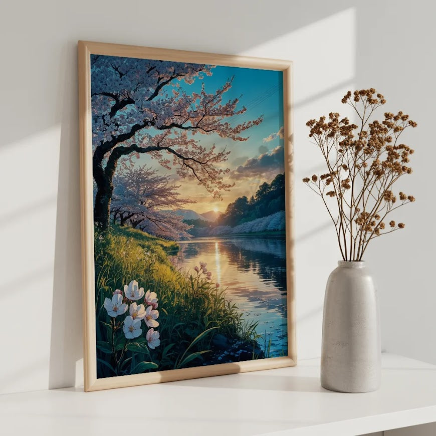 Malen nach Zahlen - Kirschblüten in der Abenddämmerung