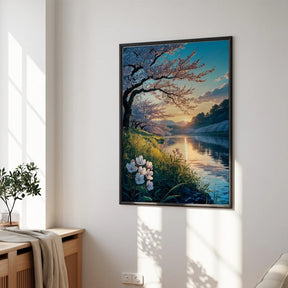 Malen nach Zahlen - Kirschblüten in der Abenddämmerung