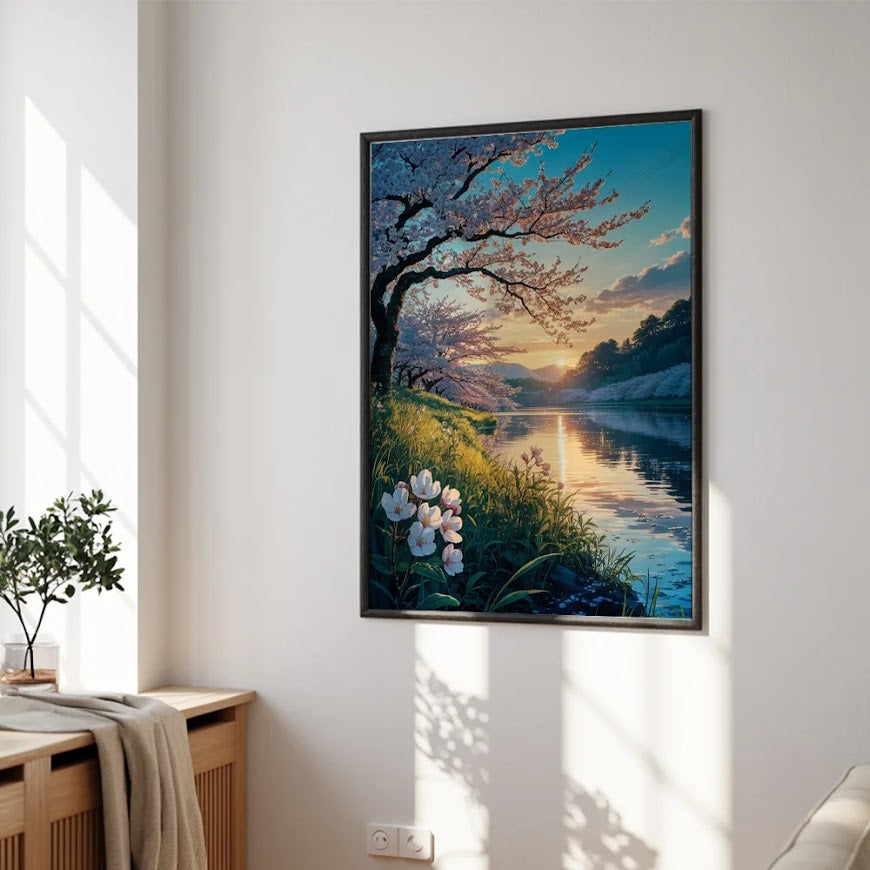 Malen nach Zahlen - Kirschblüten in der Abenddämmerung