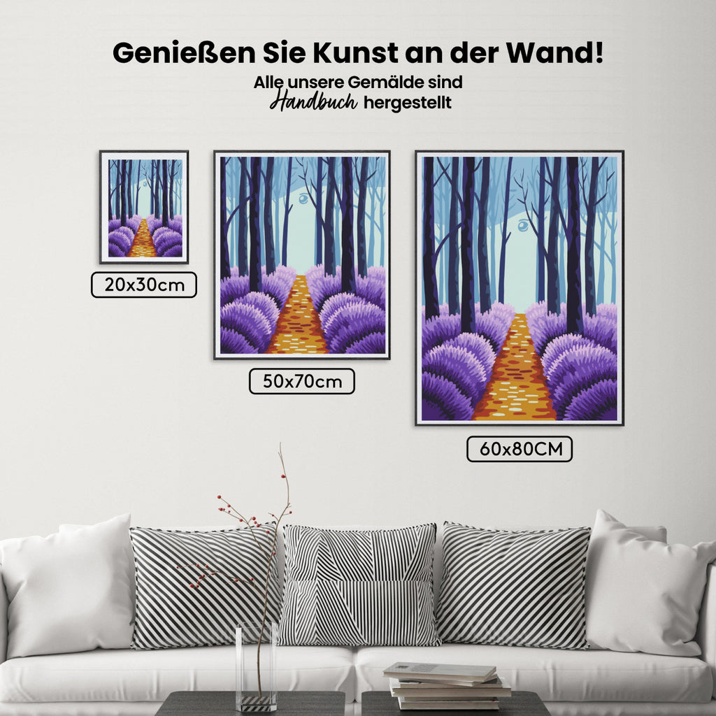 Malen nach Zahlen – Lavendelwald mit Glühwürmchen V2-2