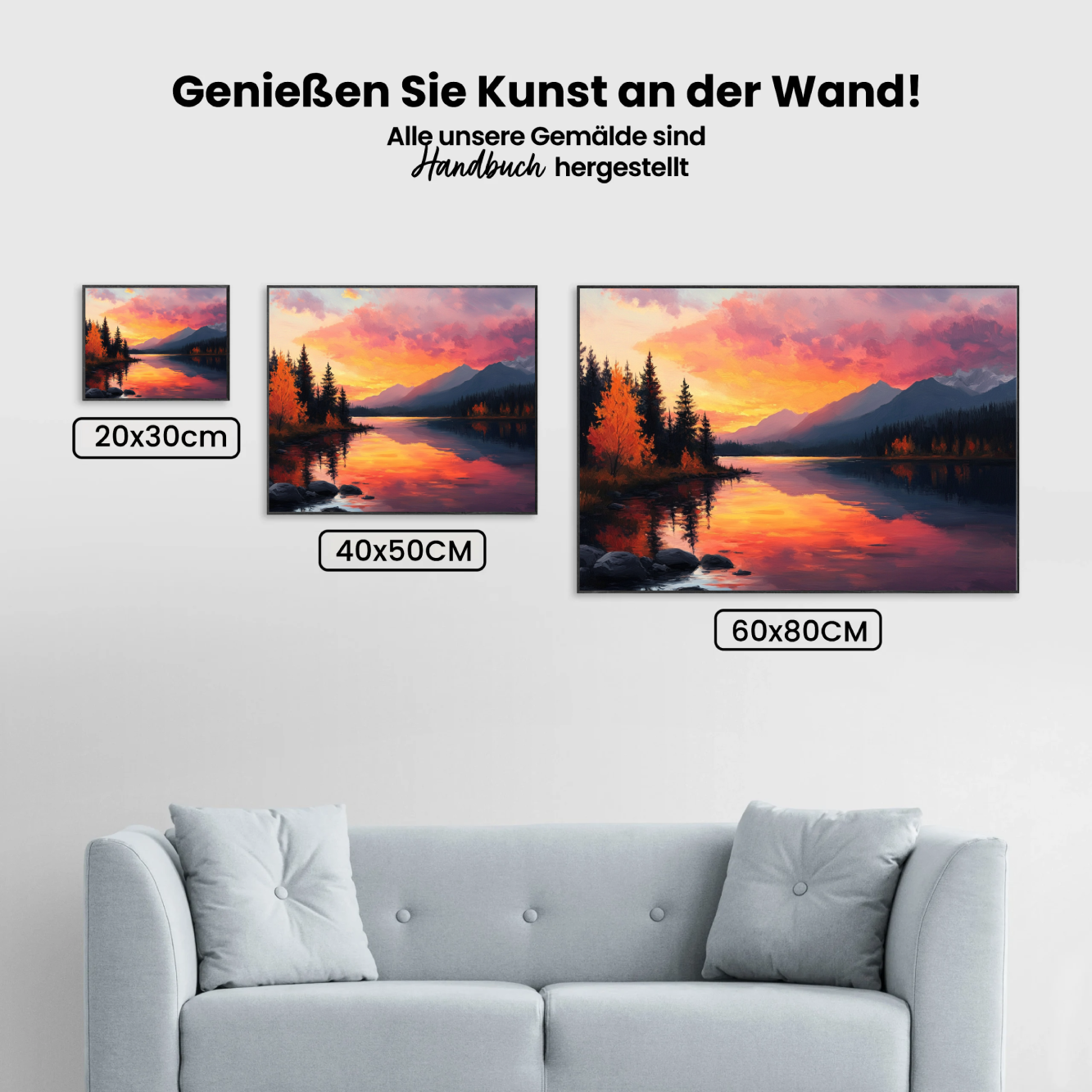 Malen nach Zahlen - Leuchtender Himmel über dem Wasser