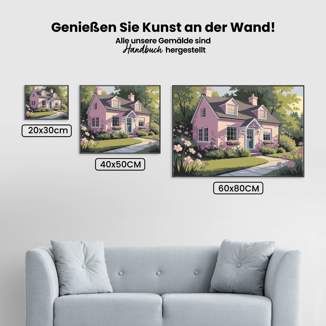 Malen nach Zahlen – Niedliches Haus mit Blumengarten-2