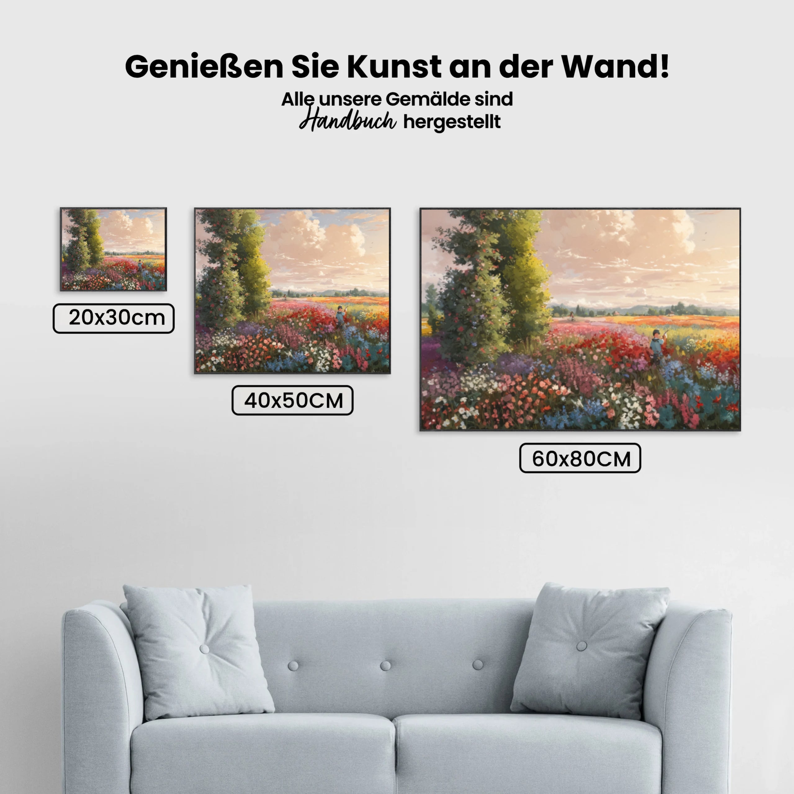 Malen nach Zahlen – Sonnenuntergang in einem Blumenfeld