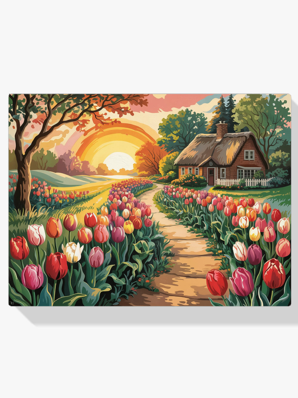 Malen nach Zahlen – Sonnenuntergang über der Tulip Lane