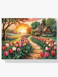 Malen nach Zahlen – Sonnenuntergang über der Tulip Lane