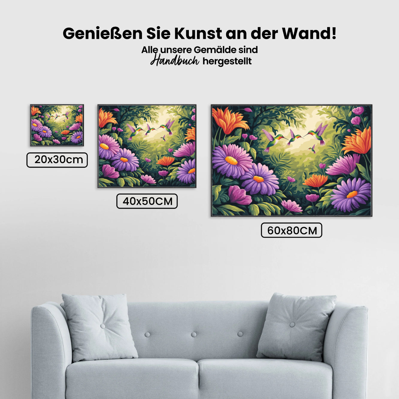 Malen nach Zahlen – Üppiger Regenwald mit exotischen Blumen und Vögeln-2