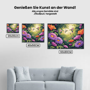 Malen nach Zahlen - Üppiger Regenwald mit exotischen Blumen und Vögeln