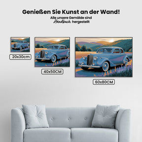 Malen nach Zahlen - Vintage-Auto in einem Blumenfeld V1