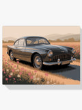 Malen nach Zahlen – Vintage-Auto in einem Blumenfeld V2-1
