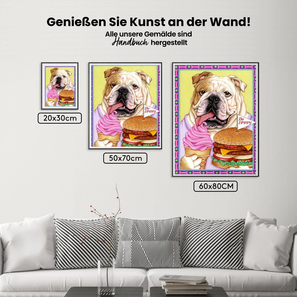 Malen nach Zahlen – Bulldog-Hamburger