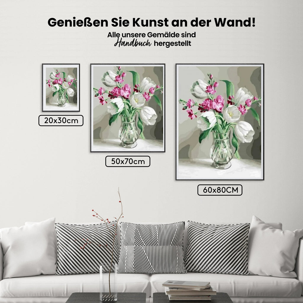 Malen nach Zahlen – Bunte Blumen in Vase