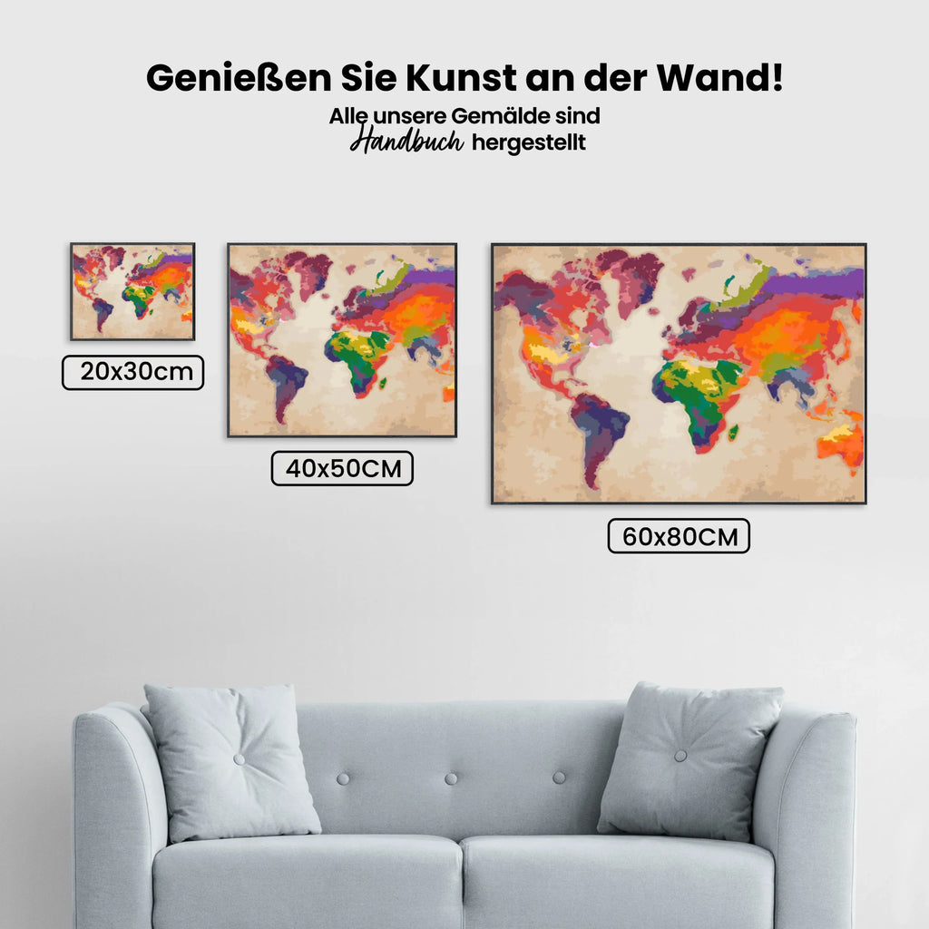 Malen nach Zahlen – Die bunte Weltkarte