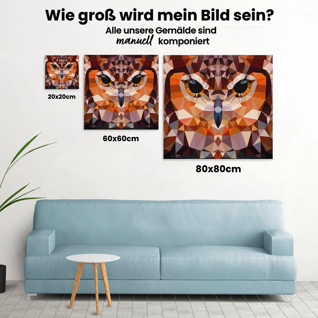Malen nach Zahlen – Eule (Geometrisches Muster)