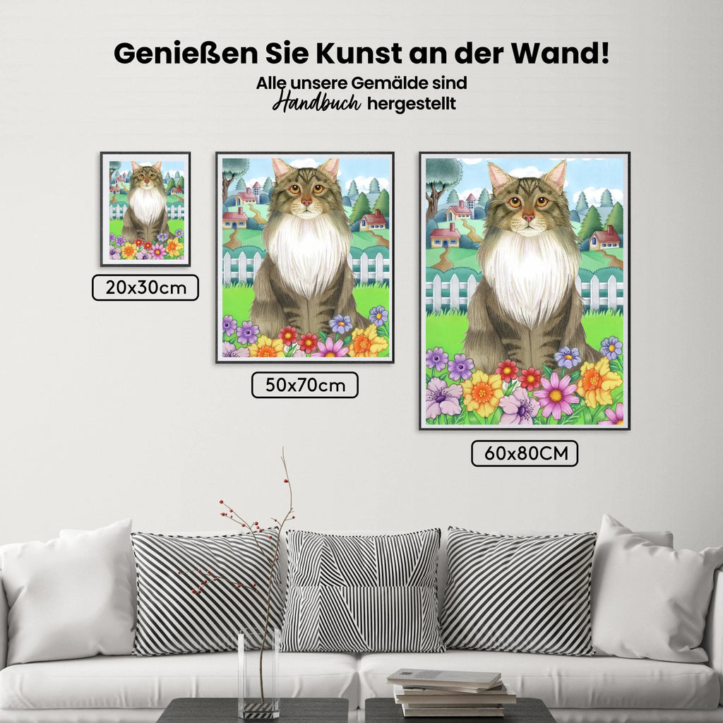 Malen nach Zahlen – Frühling Maine Coon