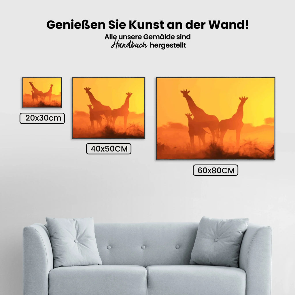 Malen nach Zahlen – Giraffenfamilie in freier Wildbahn