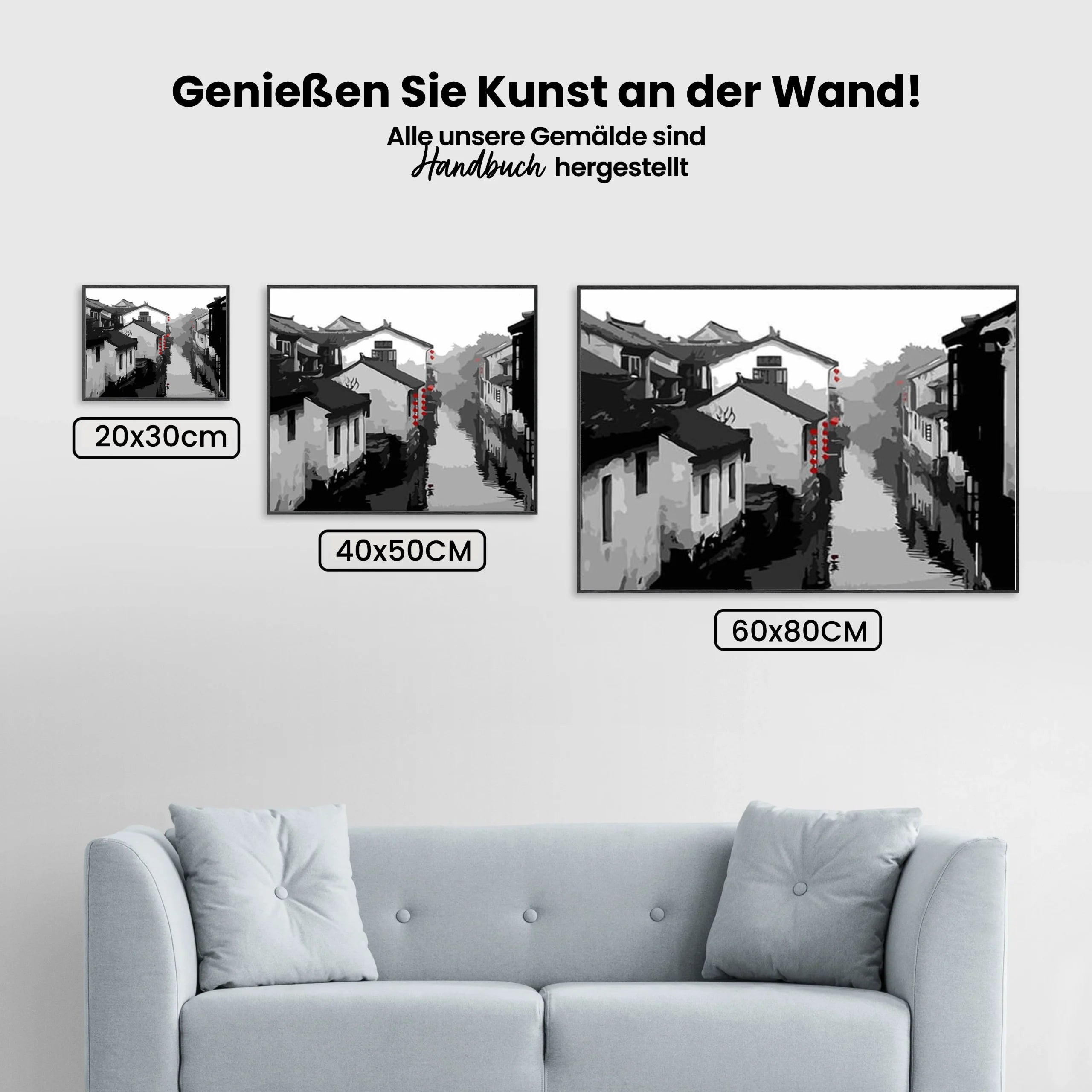 Malen nach Zahlen – Graustufen Wasser Stadt