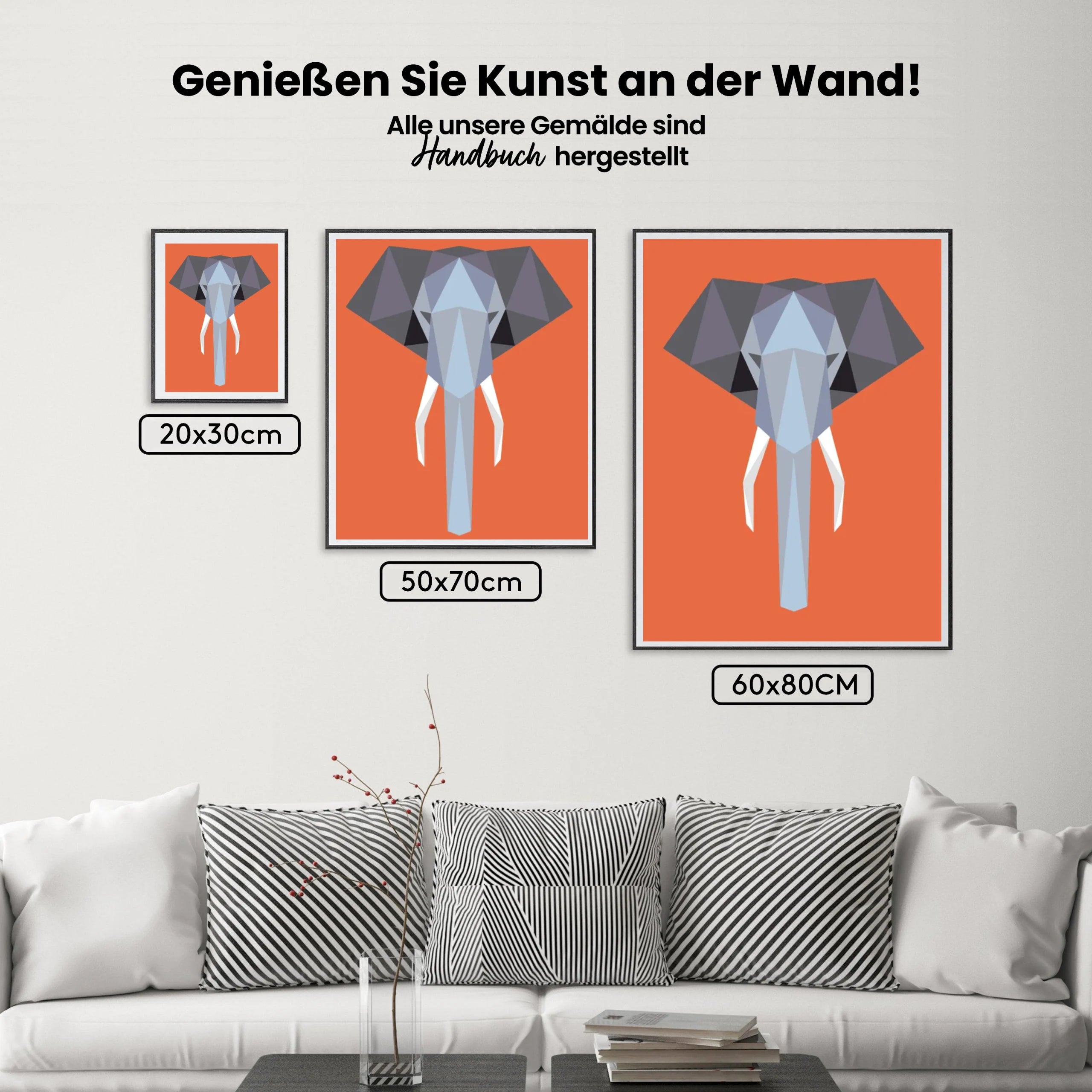 Malen nach Zahlen – Polygon-Elefant