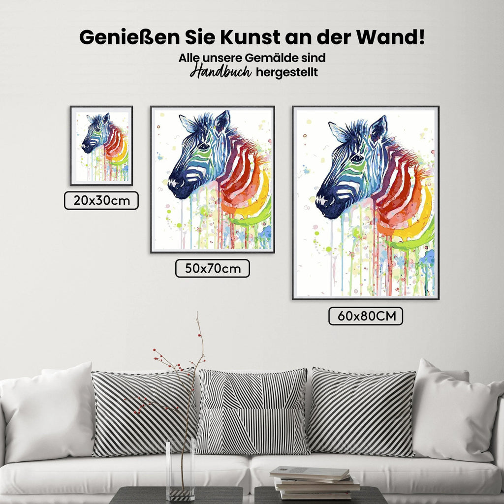 Malen nach Zahlen – Regenbogen-Zebra