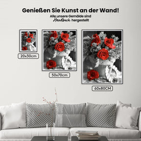 Malen nach Zahlen – Schwarze und weiße Rose