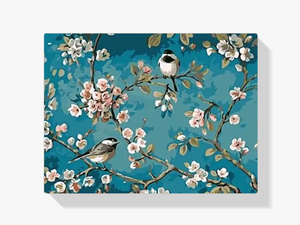 Malen nach Zahlen – Vögel mit Blumen