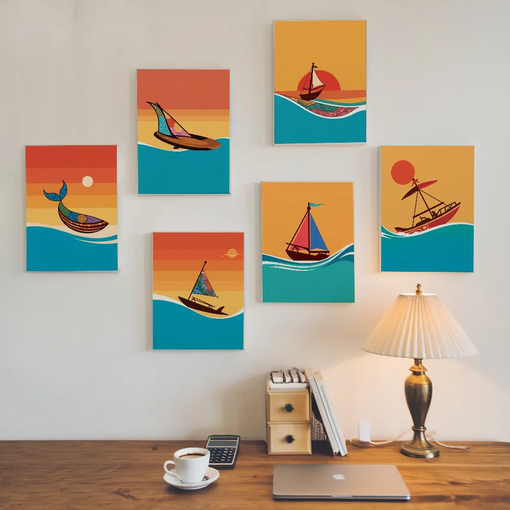 Malen nach Zahlen - 6 Mini-Gemälde | Enredo oceánico-Set