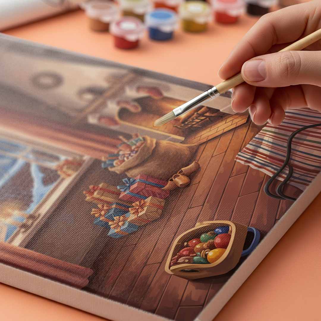 Malen nach Zahlen - Ankunft des Weihnachtsmanns