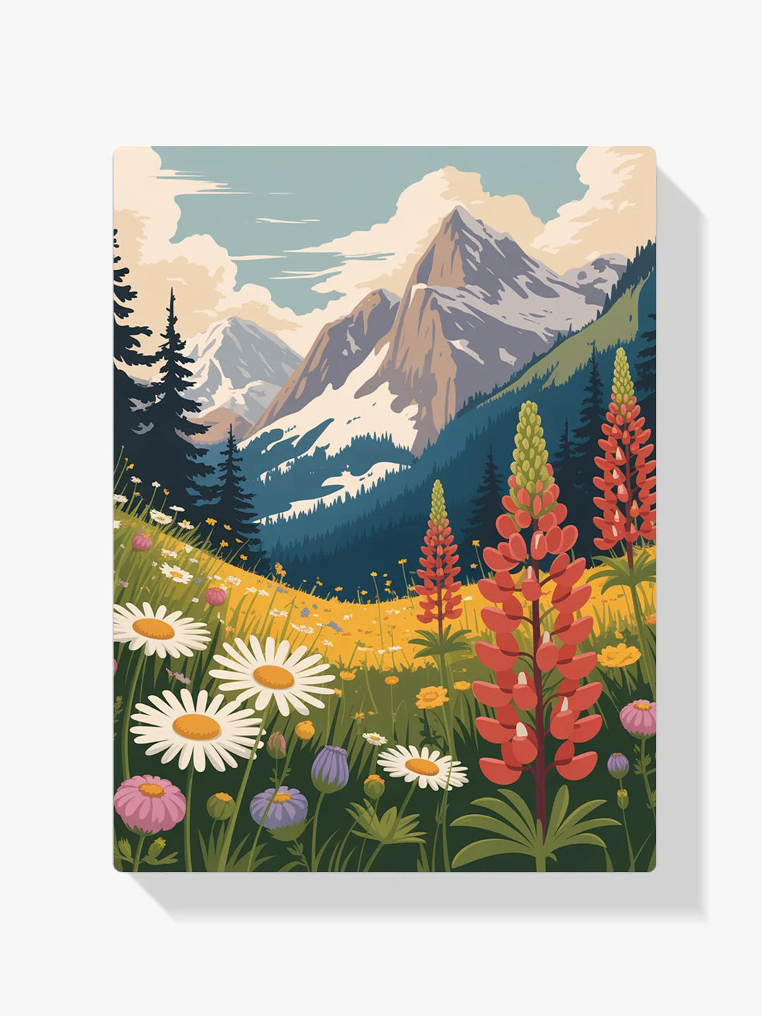Malen nach Zahlen - Berg-Wildblumen-See