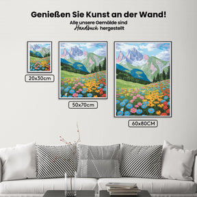 Malen nach Zahlen - Berg-Wildblumen-See 3