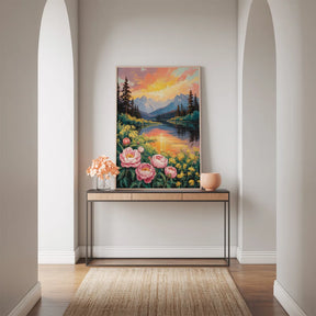 Malen nach Zahlen - Berglandschaft mit Wildblumensee