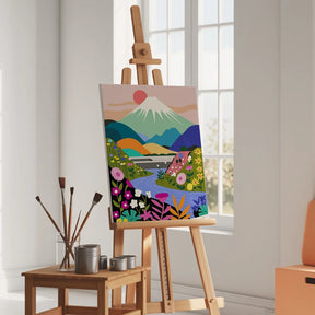 Malen nach Zahlen - Berglandschaft mit Wildblumensee