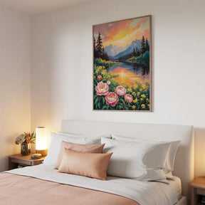 Malen nach Zahlen - Berglandschaft mit Wildblumensee