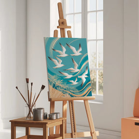 Malen nach Zahlen - Blauer abstrakter Vögel