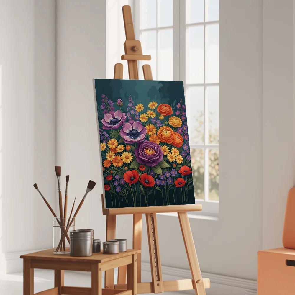 Malen nach Zahlen - Bunte Wildblume
