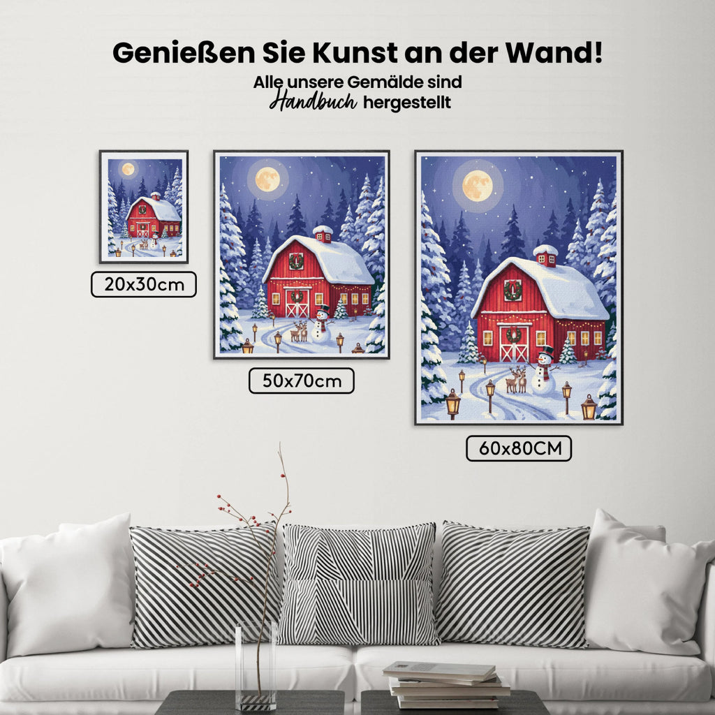 Malen nach Zahlen - Die kleine rote Weihnachtsscheune