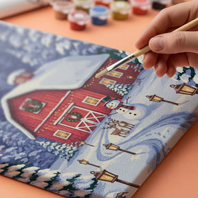 Malen nach Zahlen - Die kleine rote Weihnachtsscheune